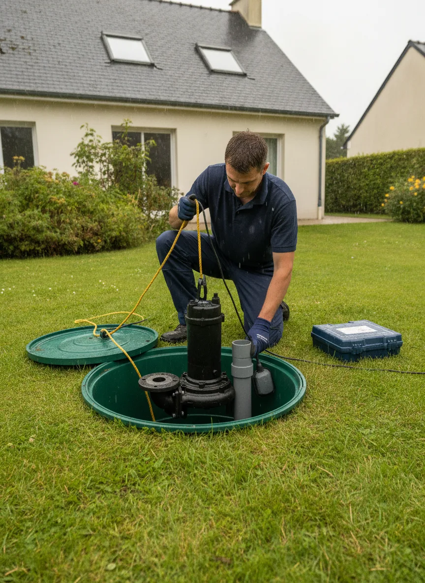 Dépannage pompe de relevage Concarneau – méthode / geste technique